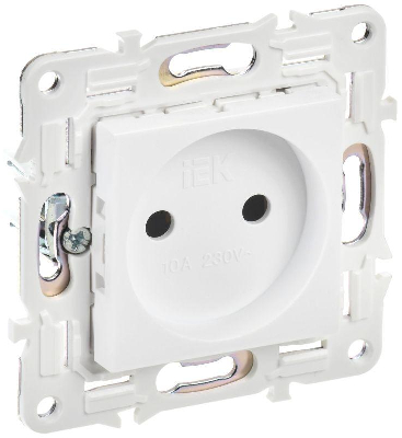 Розетка SKANDY 10А без заземл. без защ. шторок SK-R02W арктич. бел. IEK SK-R10-10-K01